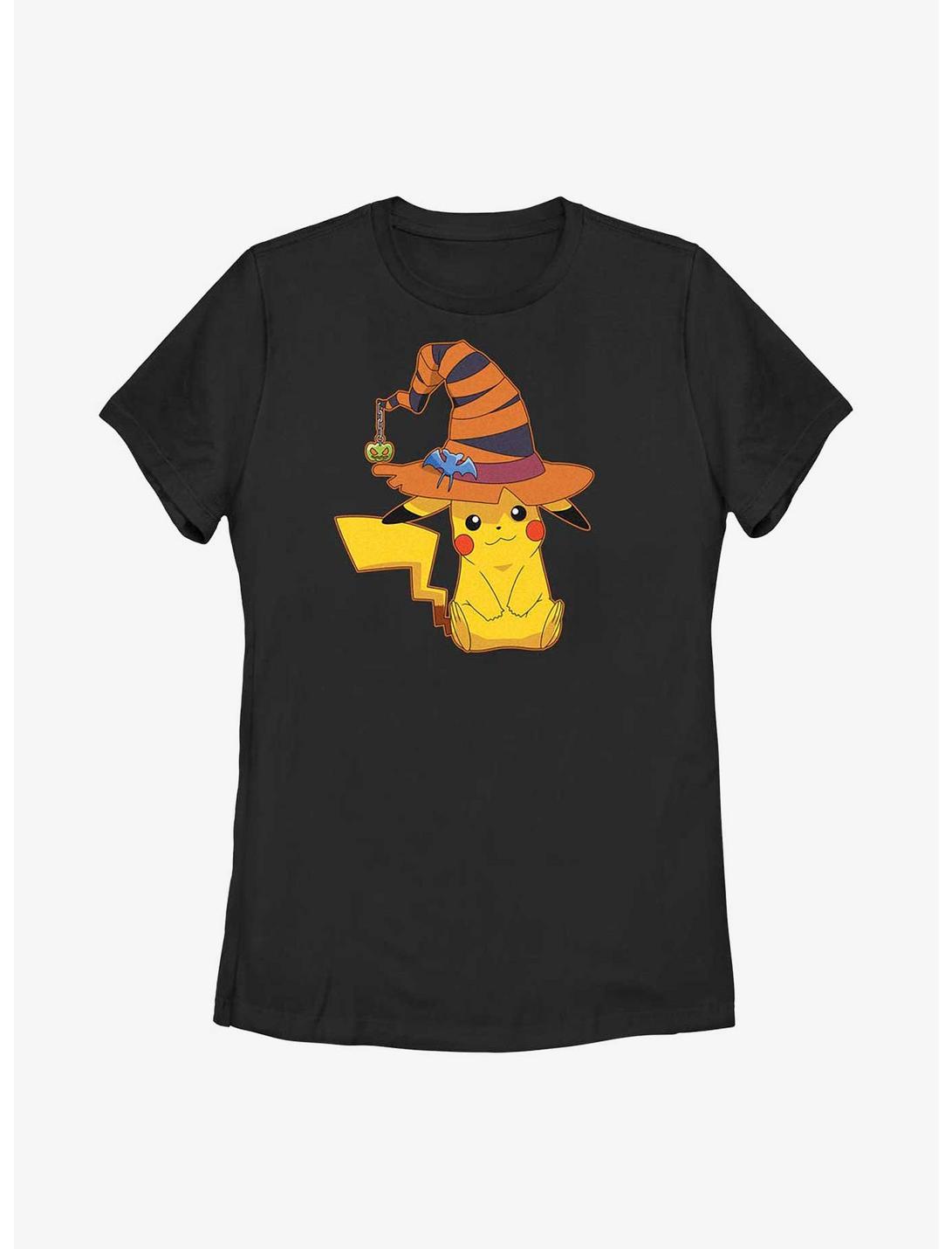 Pokemon Pikachu Witch Hat Womens T-Shirt, BLACK, hi-res