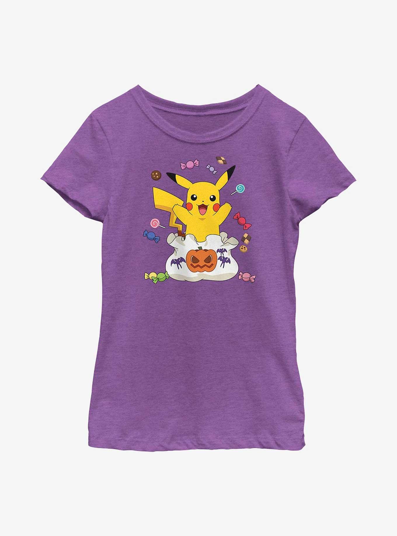 Pokemon Pikachu Halloween Candy Youth Girls T-Shirt, PURPLE BERRY, hi-res