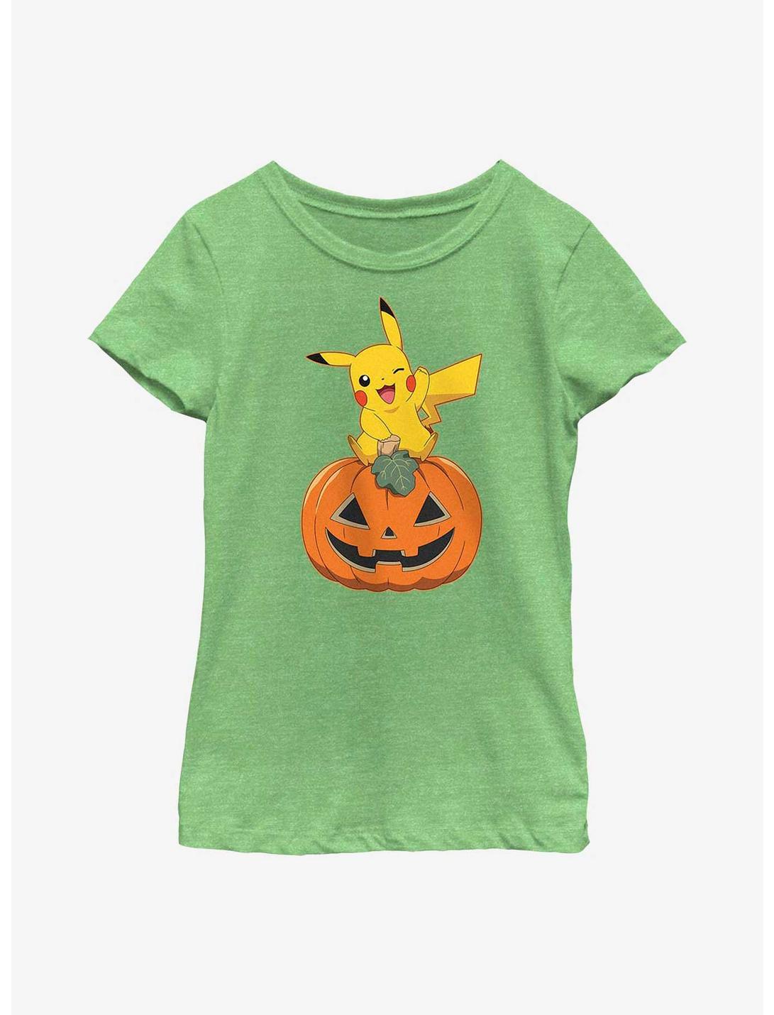 Pokemon Pikachu Pumpkin Youth Girls T-Shirt, GRN APPLE, hi-res