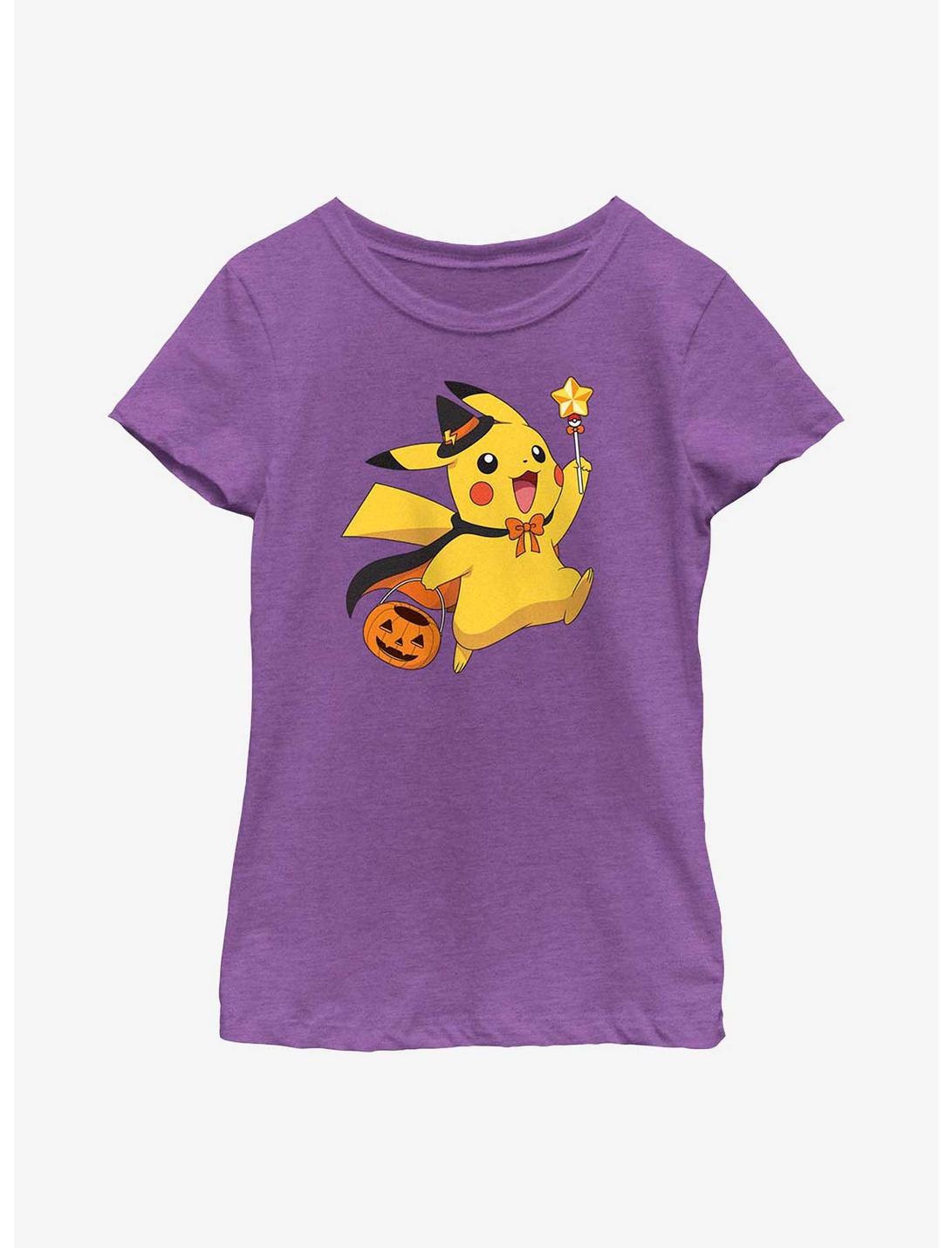 Pokemon Trick-Or-Treating Pikachu Youth Girls T-Shirt, PURPLE BERRY, hi-res