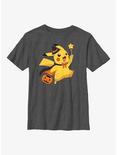 Pokemon Trick-Or-Treating Pikachu Youth T-Shirt, CHAR HTR, hi-res