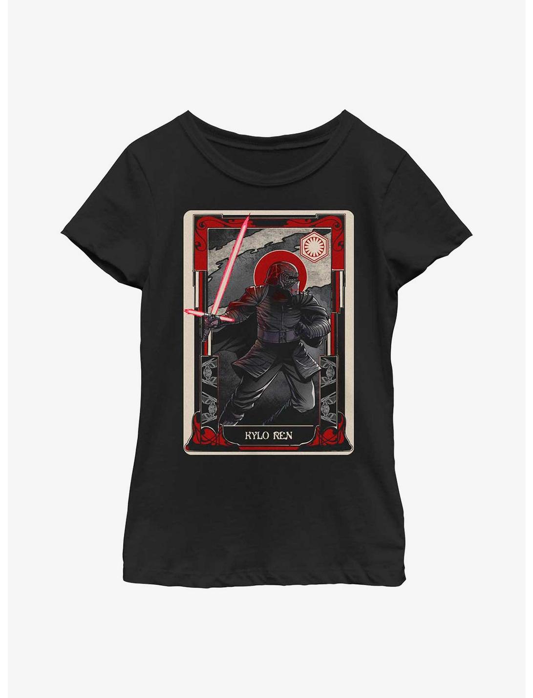Star Wars The Force Awakens Kylo Ren Tarot Card Youth Girls T-Shirt, BLACK, hi-res