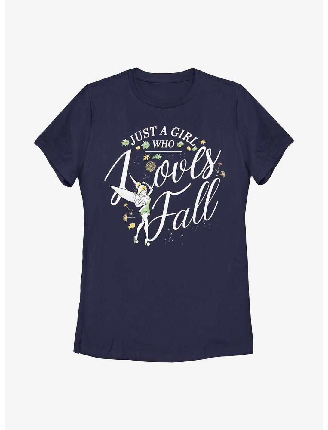 Disney Tinker Bell A Girl Loves Fall Womens T-Shirt, NAVY, hi-res