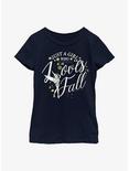 Disney Tinker Bell A Girl Loves Fall Youth Girls T-Shirt, NAVY, hi-res