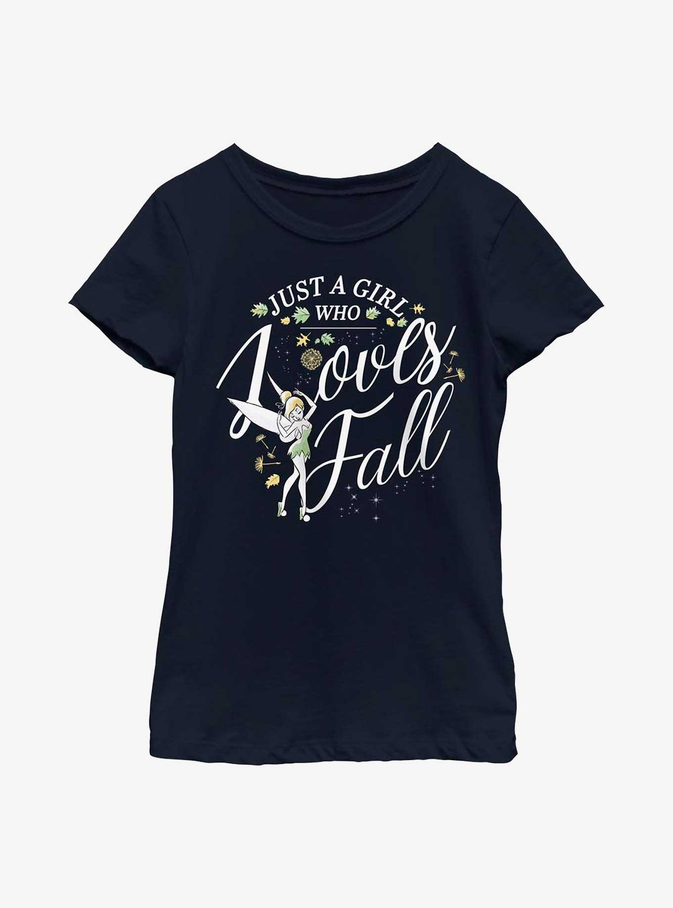 Disney Tinker Bell A Girl Loves Fall Youth Girls T-Shirt, , hi-res
