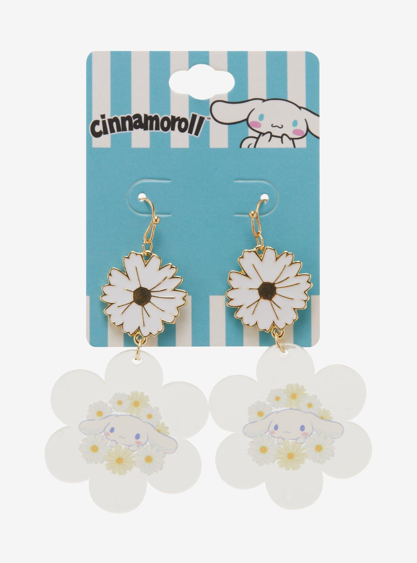 Cinnamoroll Clear Flower Pendant Earrings, , hi-res