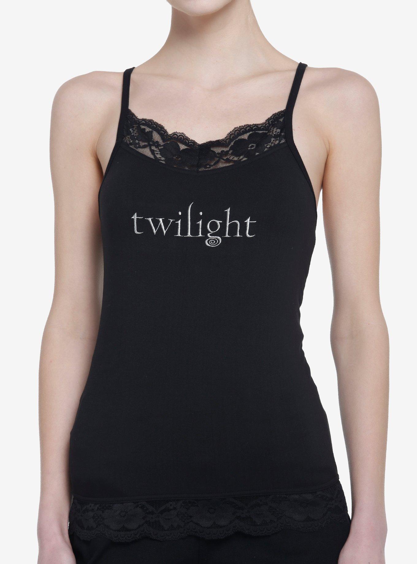 The Twilight Saga Logo Lace Cami, BLACK, hi-res