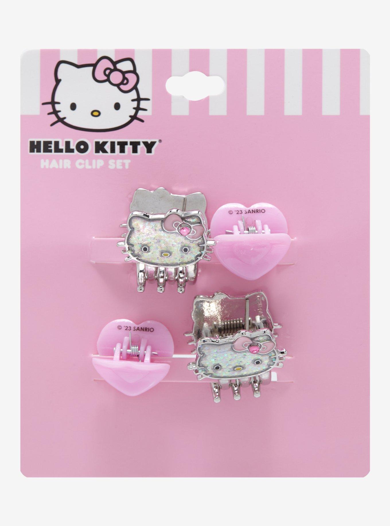 Hello Kitty Glitter Heart Hair Clip Set Hot Topic