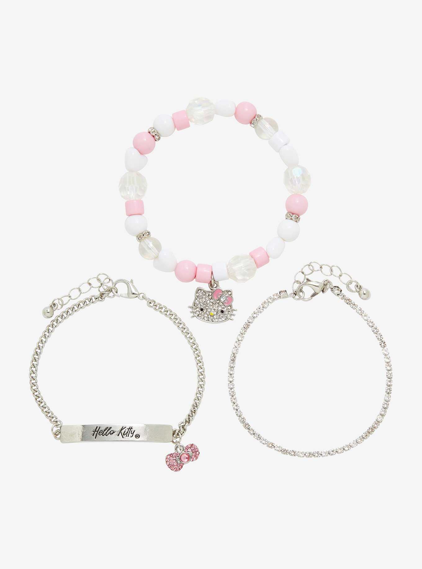 Hello Kitty Nameplate Bling Bracelet Set, , hi-res
