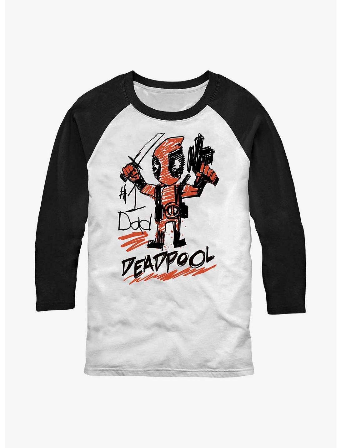 Marvel Deadpool Number One Dad Raglan T-Shirt, WHTBLK, hi-res