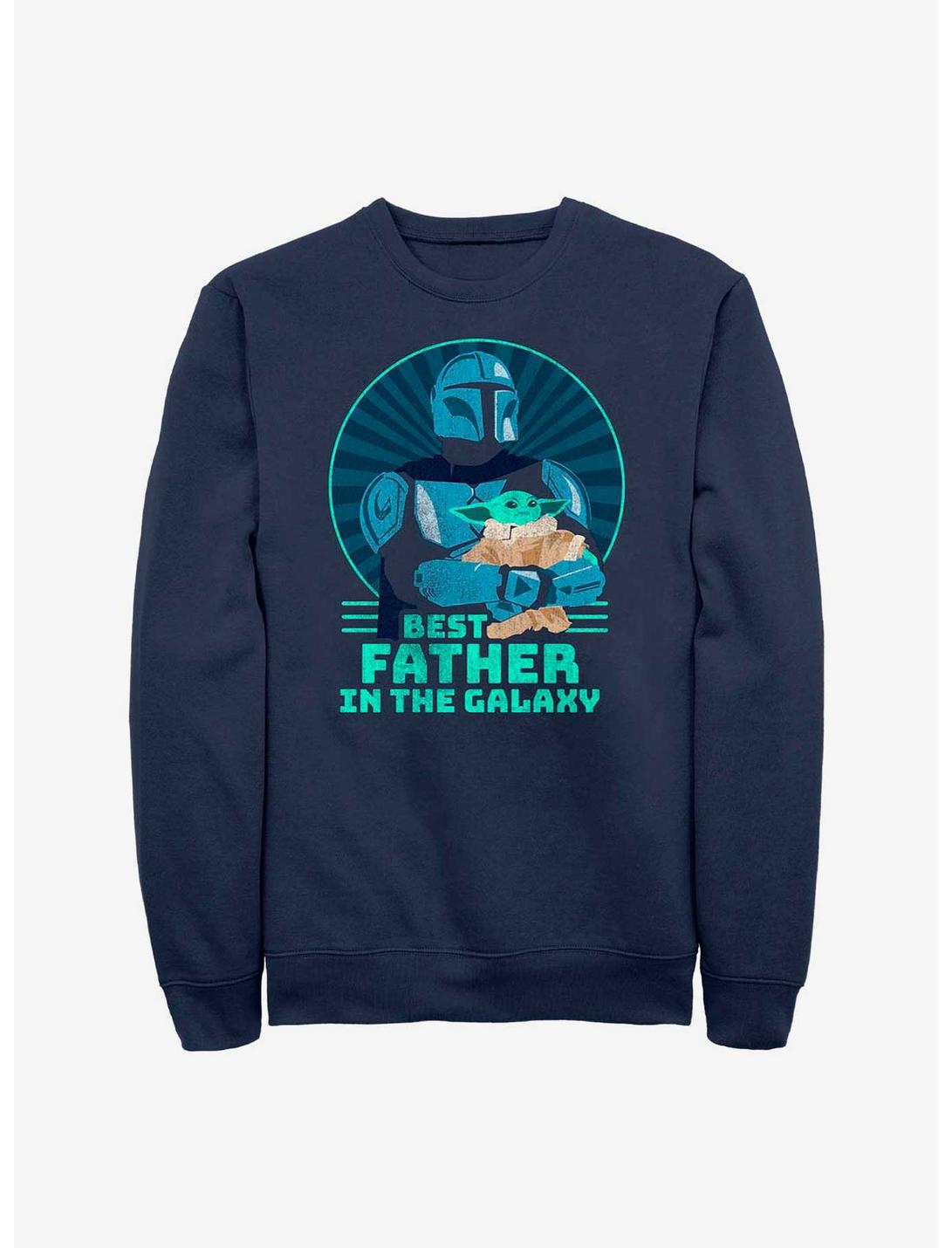 Star Wars The Mandalorian Best Father in the Galaxy Sweatshirt, NAVY, hi-res