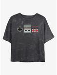 Nintendo Classic Controller Mineral Wash Girls Crop T-Shirt, BLACK, hi-res