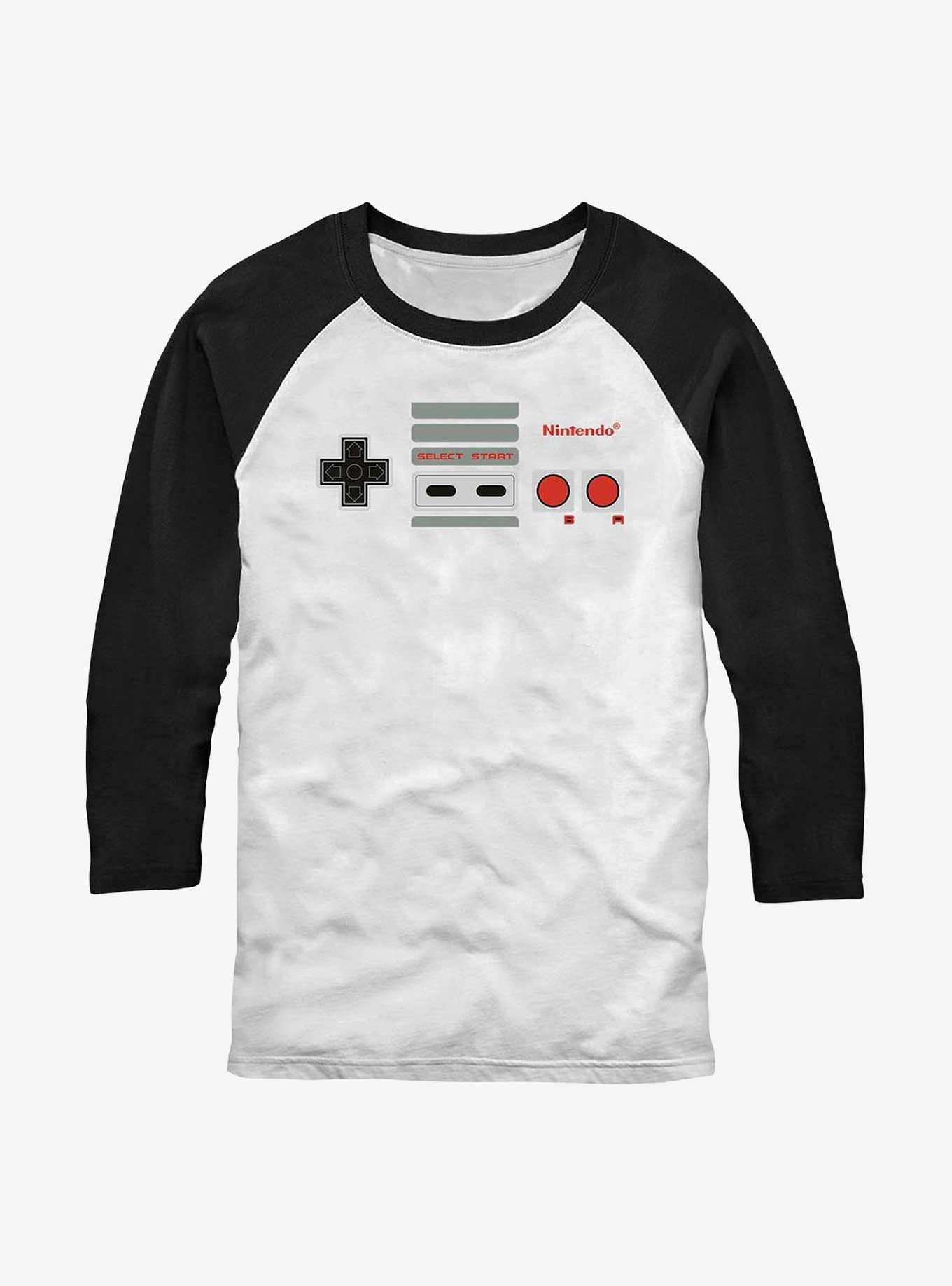 Nintendo Classic Controller Raglan T-Shirt, WHTBLK, hi-res