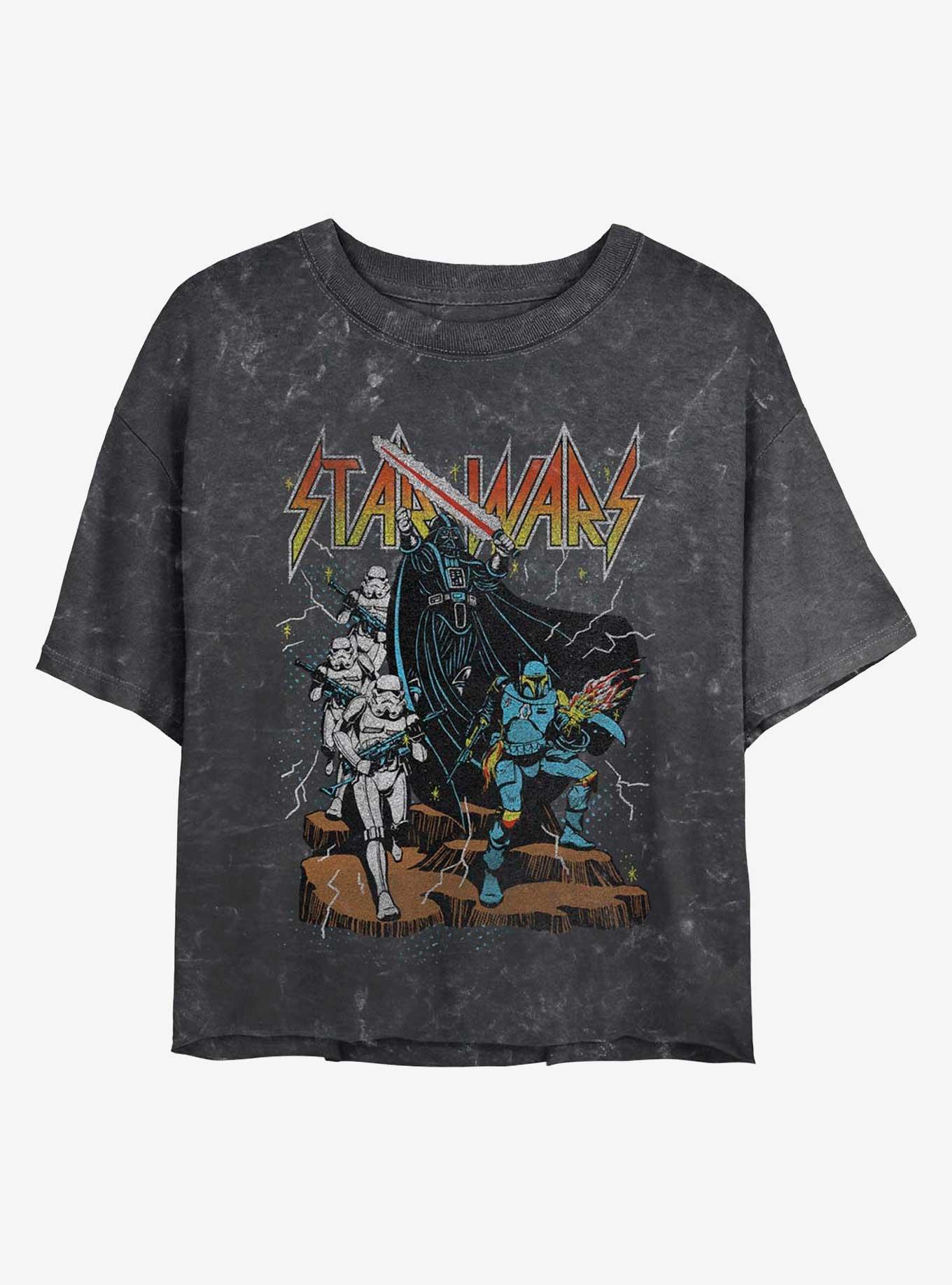 Star Wars Metal Wars Mineral Wash Girls Crop T-Shirt, BLACK, hi-res