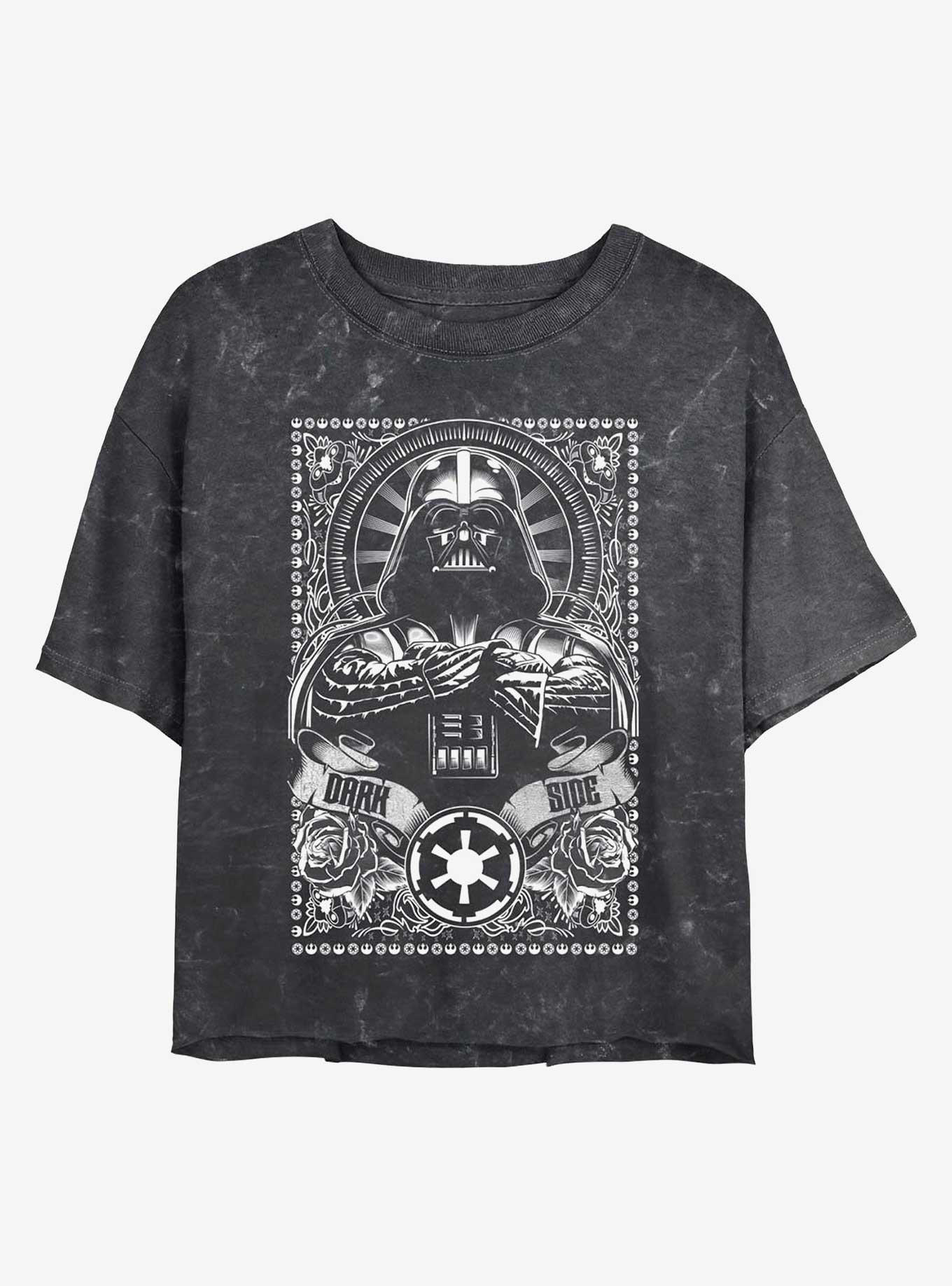 Star Wars Vader Dark Side Mineral Wash Girls Crop T-Shirt, BLACK, hi-res