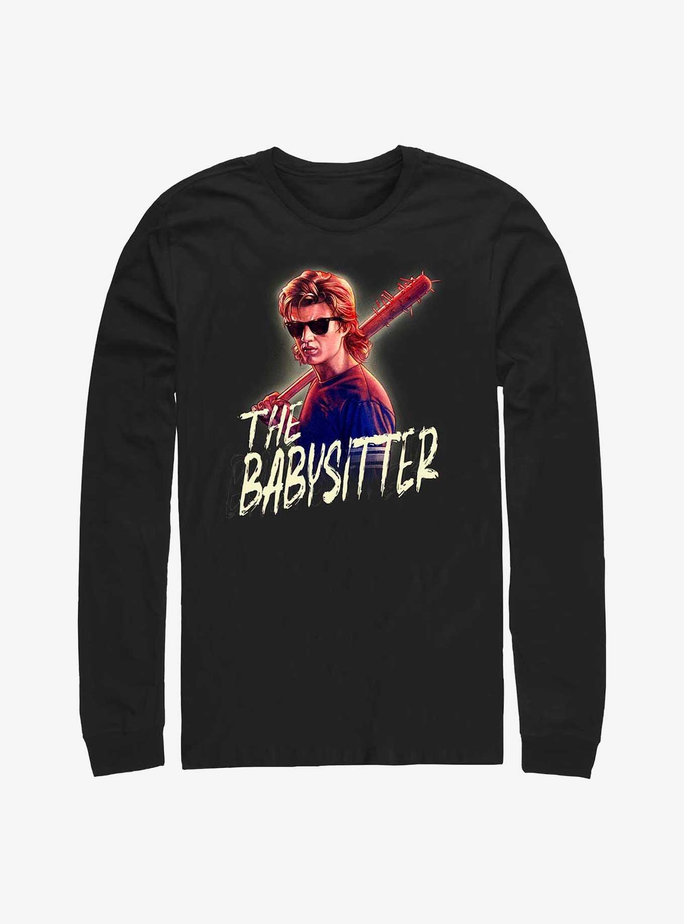 Stranger Things Steve The Babysitter Long-Sleeve T-Shirt, BLACK, hi-res