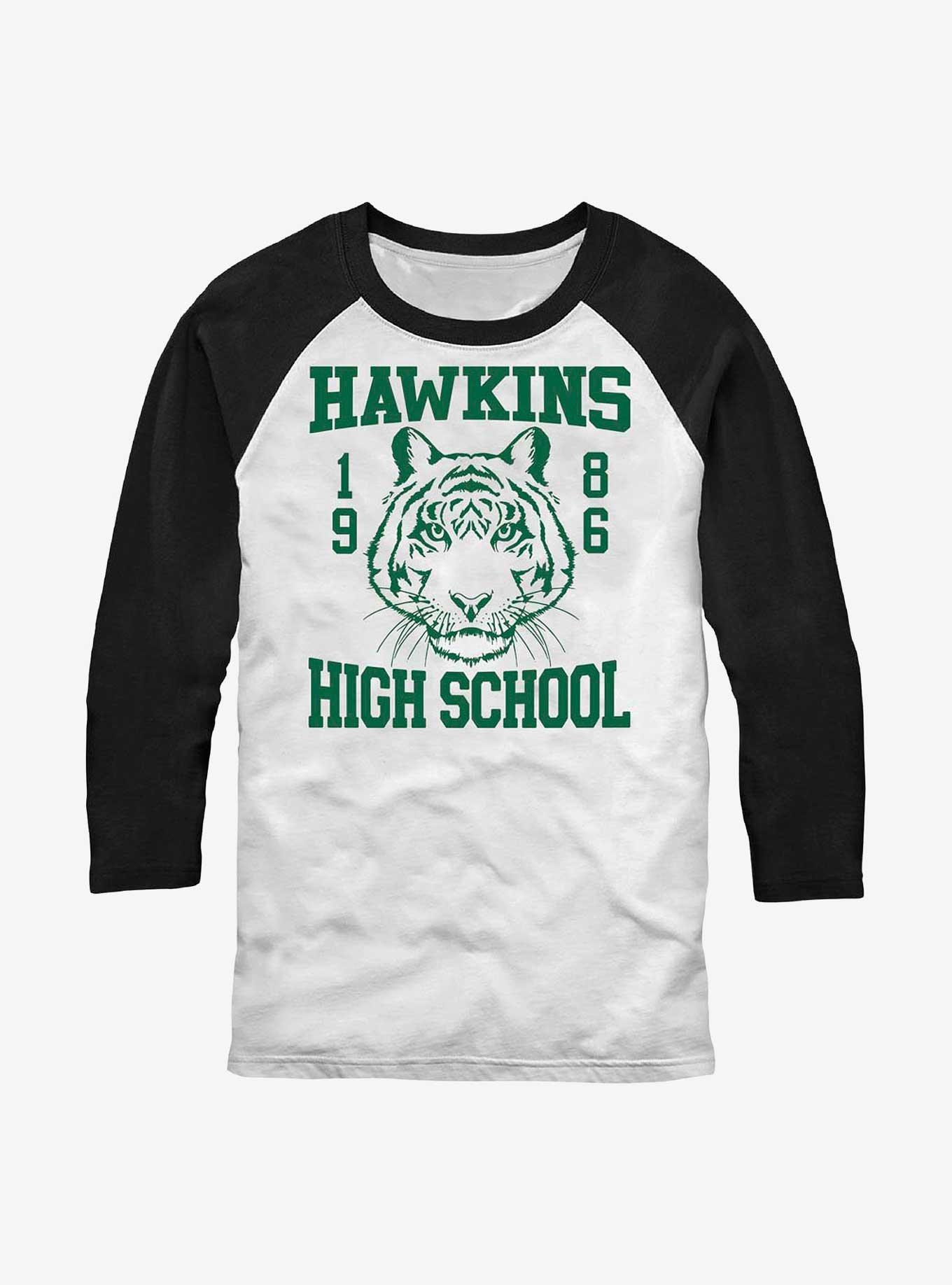 Stranger Things Hawkins High School 1986 Raglan T-Shirt, WHTBLK, hi-res
