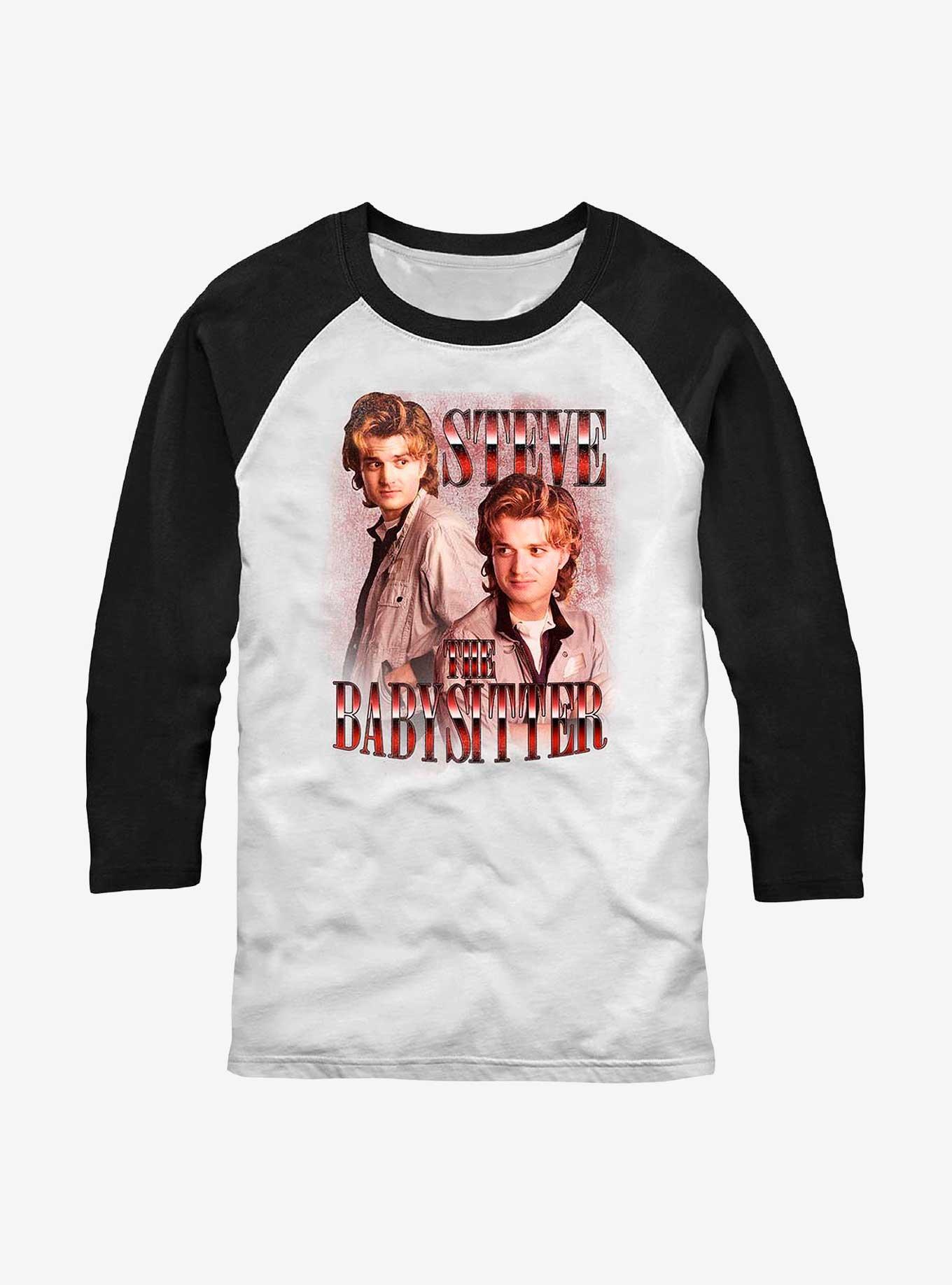 Stranger Things Steve The Babysitter Raglan T-Shirt, WHTBLK, hi-res