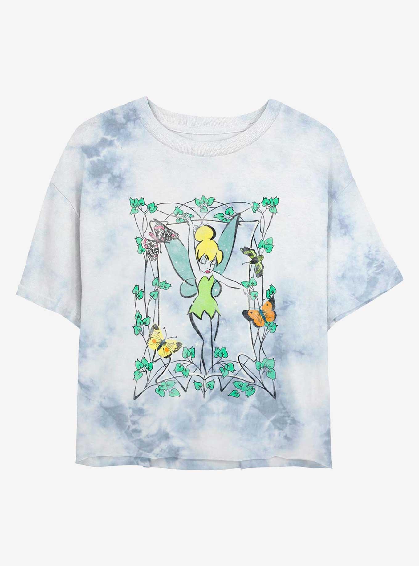 Disney Tinker Bell Illustration Tie-Dye Girls Crop T-Shirt