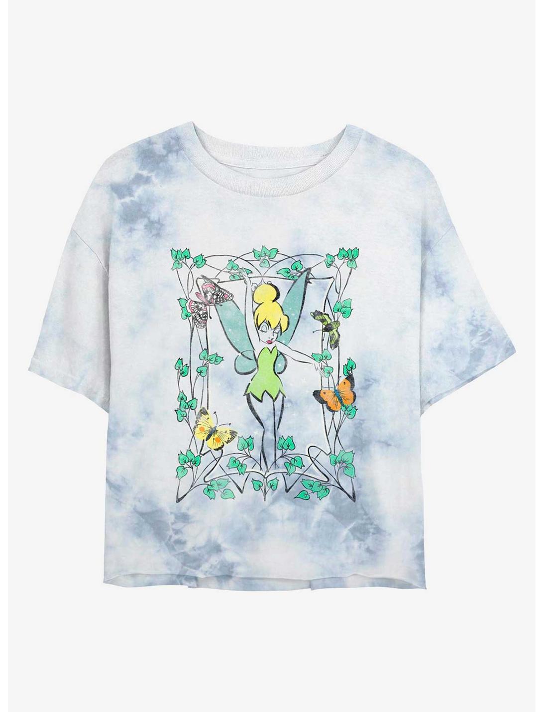 Disney Tinker Bell Illustration Tie-Dye Girls Crop T-Shirt, WHITEBLUE, hi-res