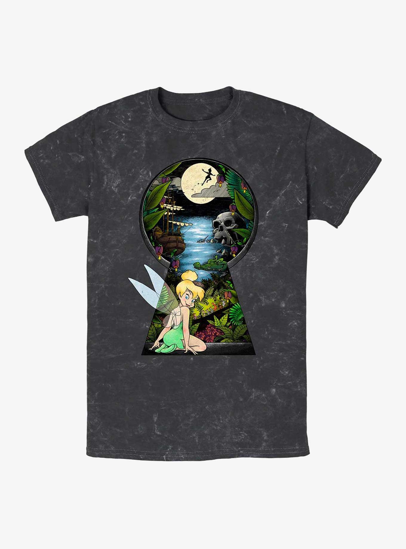 Disney Tinker Bell Keyhole To Neverland Mineral Wash T-Shirt, BLACK, hi-res