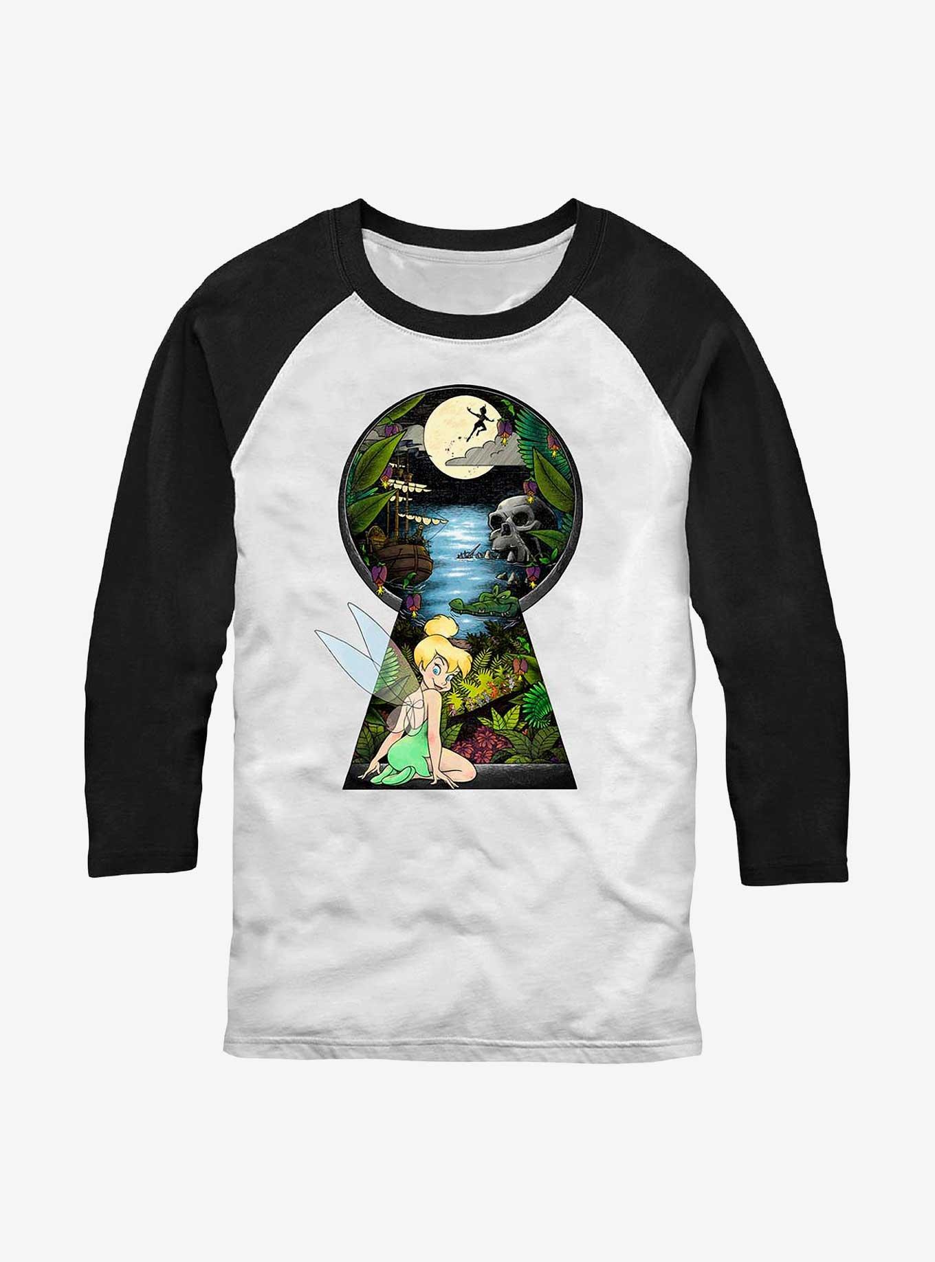 Disney Tinker Bell Keyhole To Neverland Raglan T-Shirt, WHTBLK, hi-res