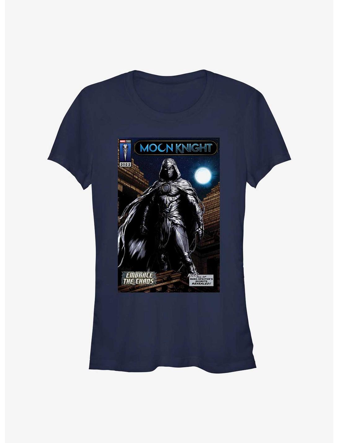 Marvel Moon Knight Embrace The Chaos Comic Cover Girls T-Shirt, NAVY, hi-res