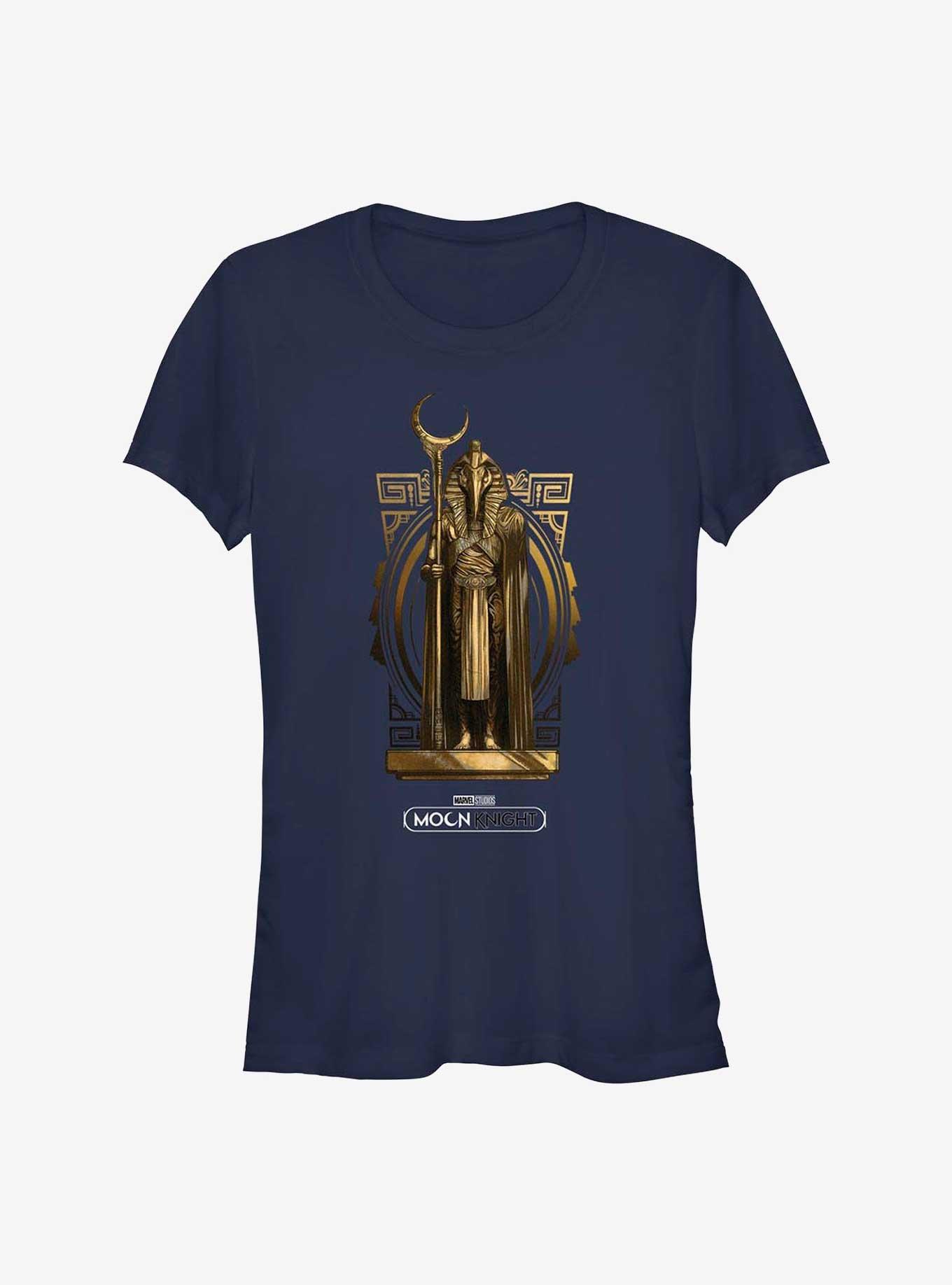 Marvel Moon Knight Khonshu Statue Girls T-Shirt, NAVY, hi-res