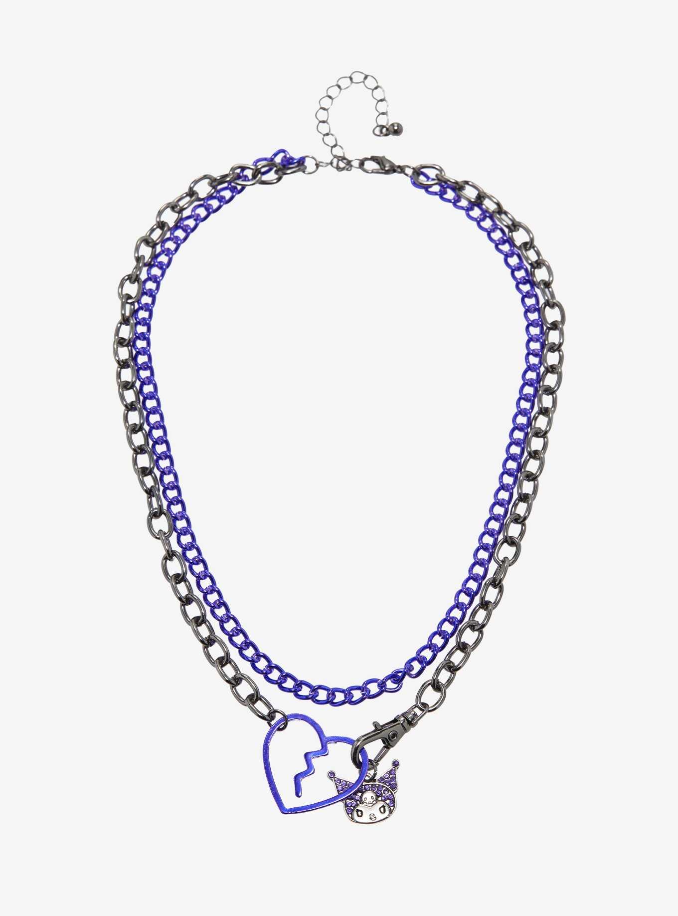 Kuromi Heart Layered Chain Necklace, , hi-res