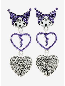 Kuromi Bejeweled Heart Earrings, , hi-res