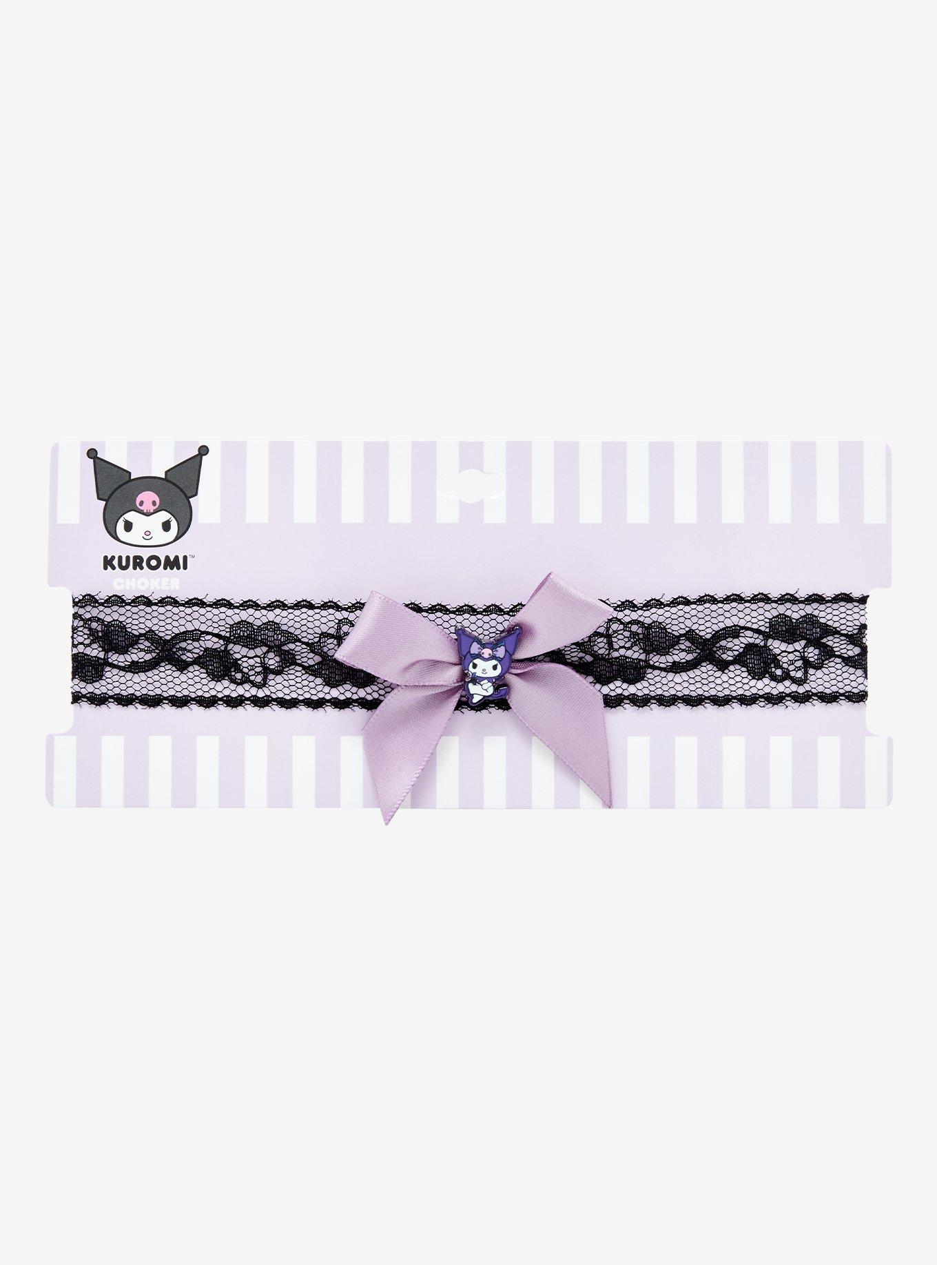 Kuromi Purple Bow Lace Choker, , hi-res