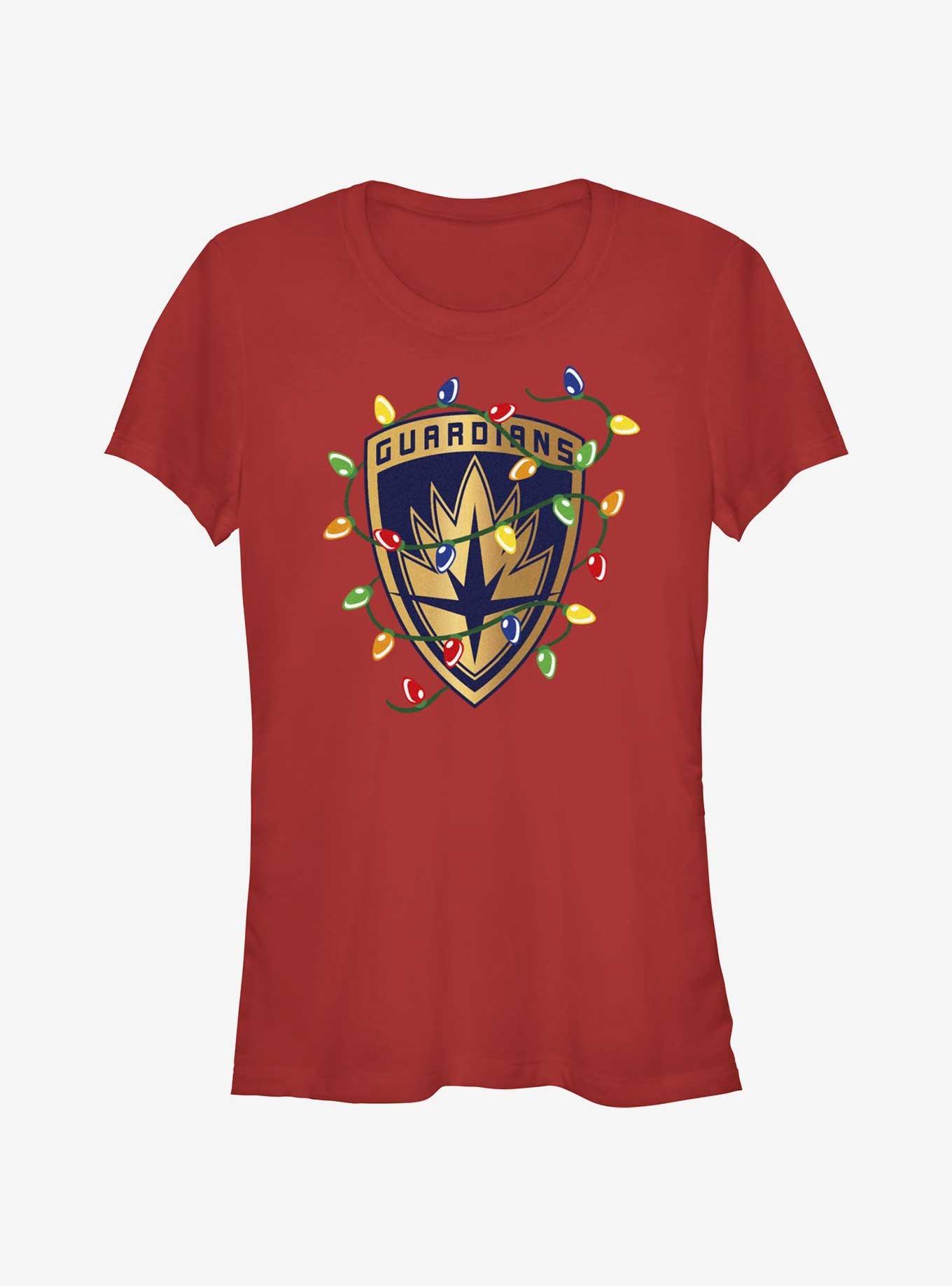 Marvel Guardians of the Galaxy Christmas Lights Badge Girls T-Shirt, RED, hi-res