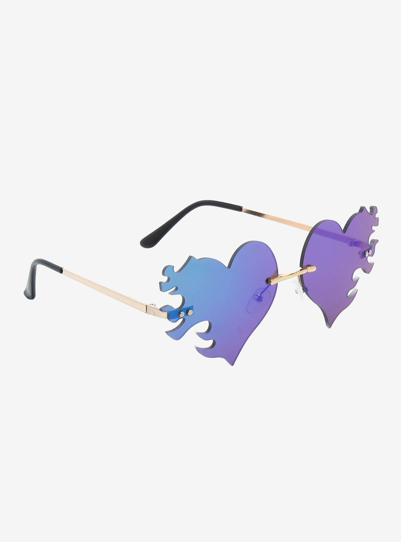 Heart Flame Mirrored Sunglasses, , hi-res