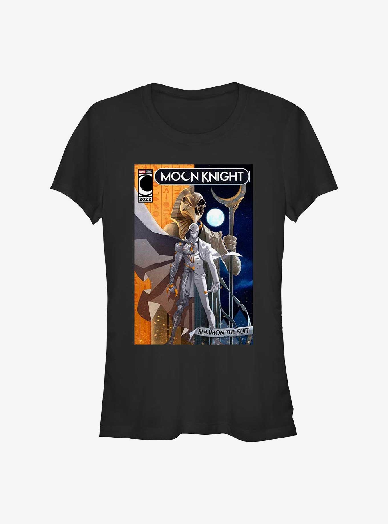 Marvel Moon Knight Summon The Suit Comic Cover Girls T-Shirt, BLACK, hi-res