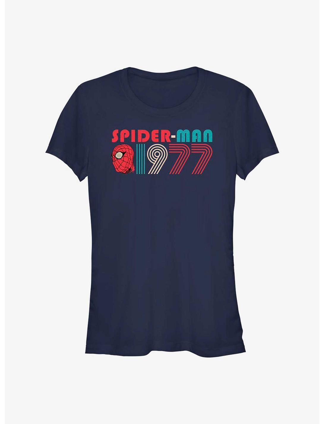 Marvel Spider-Man 60th Anniversary 1977 Retro Girls T-Shirt, NAVY, hi-res