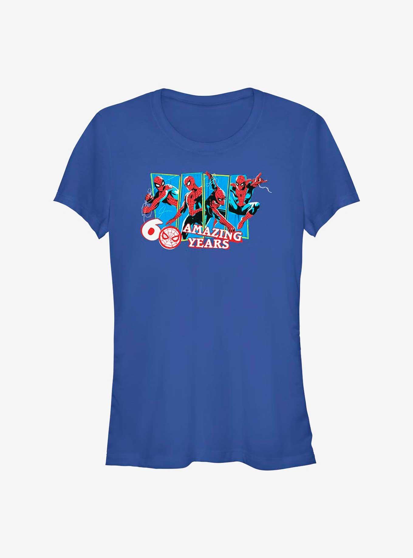 Marvel Spider-Man 60th Anniversary 60 Amazing Years Girls T-Shirt, ROYAL, hi-res