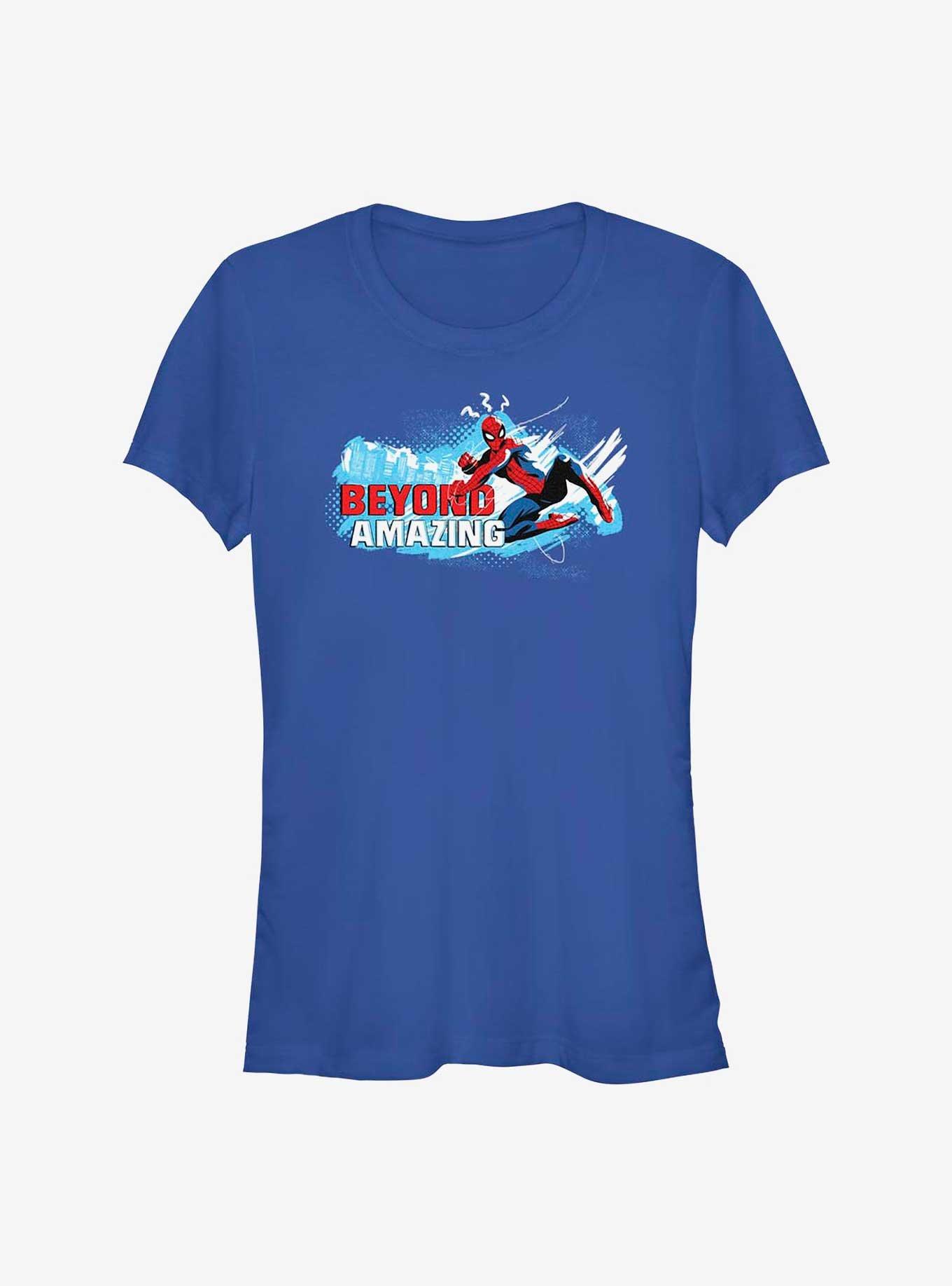 Marvel Spider-Man 60th Anniversary Beyond Amazing Swing Pose Girls T-Shirt, ROYAL, hi-res