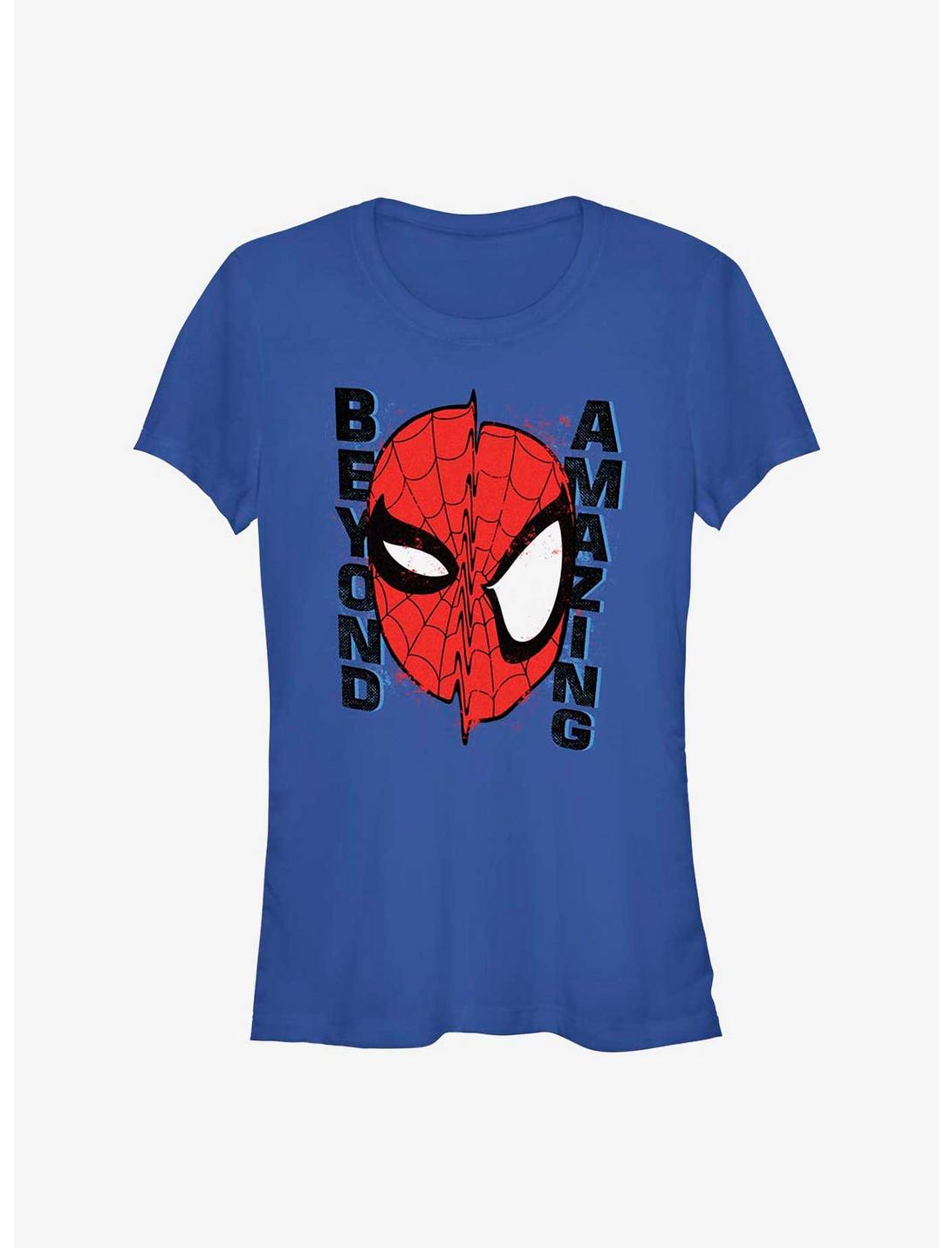 Marvel Spider-Man 60th Anniversary Beyond Amazing Mask Warp Girls T-Shirt, ROYAL, hi-res
