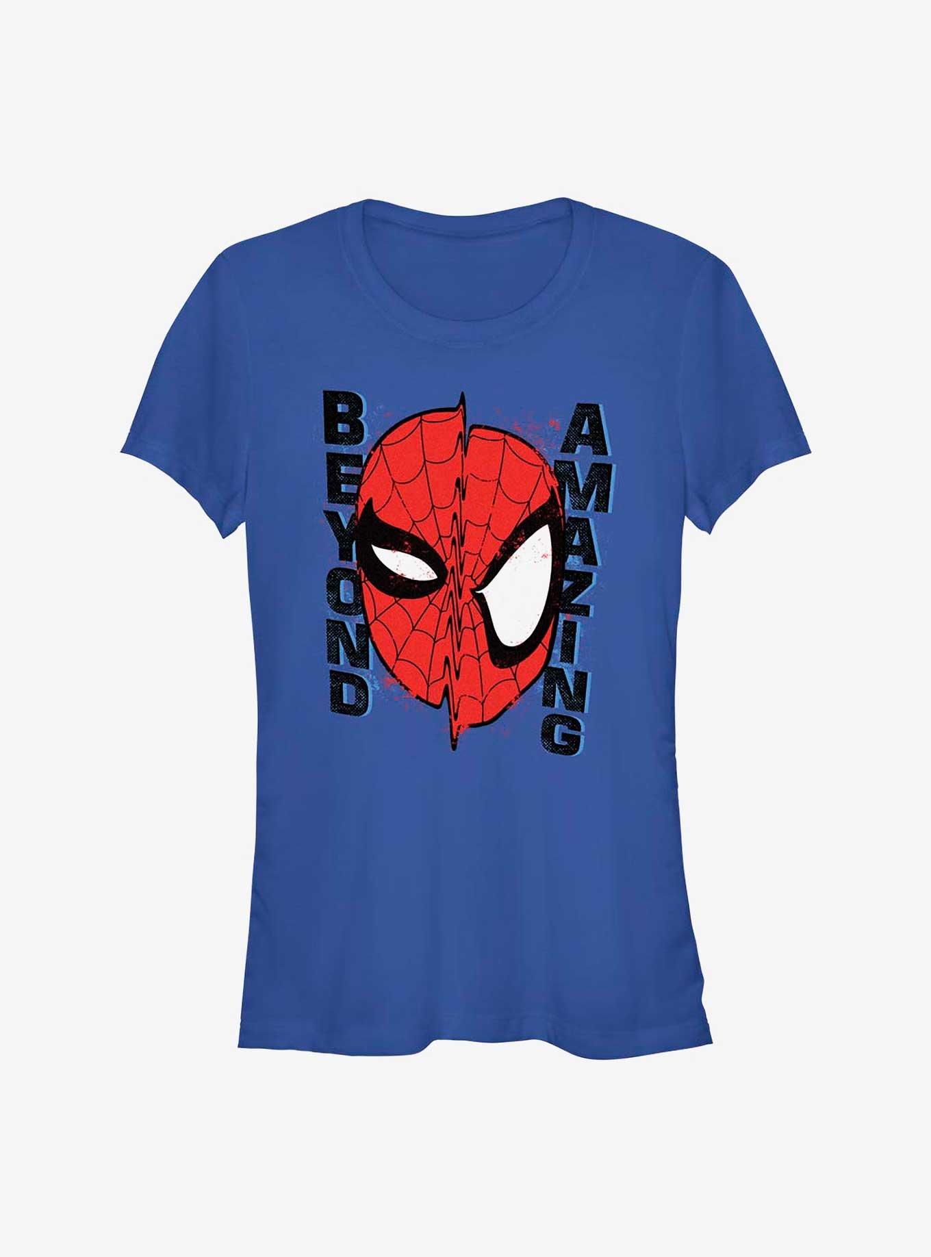 Marvel Spider-Man 60th Anniversary Beyond Amazing Mask Warp Girls T-Shirt, ROYAL, hi-res