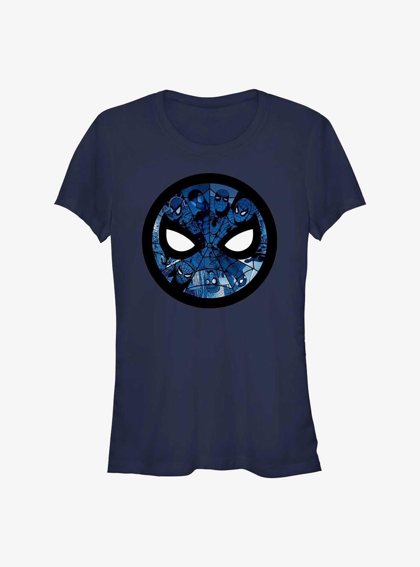 Marvel Spider-Man 60th Anniversary Mask Badge Girls T-Shirt, NAVY, hi-res