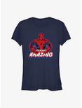 Marvel Spider-Man 60th Anniversary Beyond Amazing Spidey Pose Girls T-Shirt, NAVY, hi-res