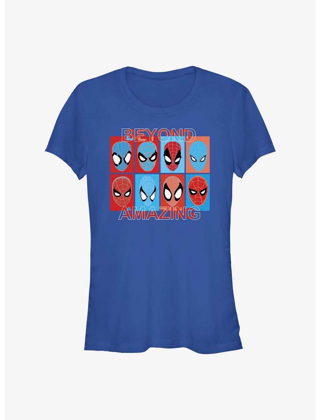 Marvel Spider-Man 60th Anniversary Spidey Mask Evolution Girls T-Shirt, ROYAL, hi-res