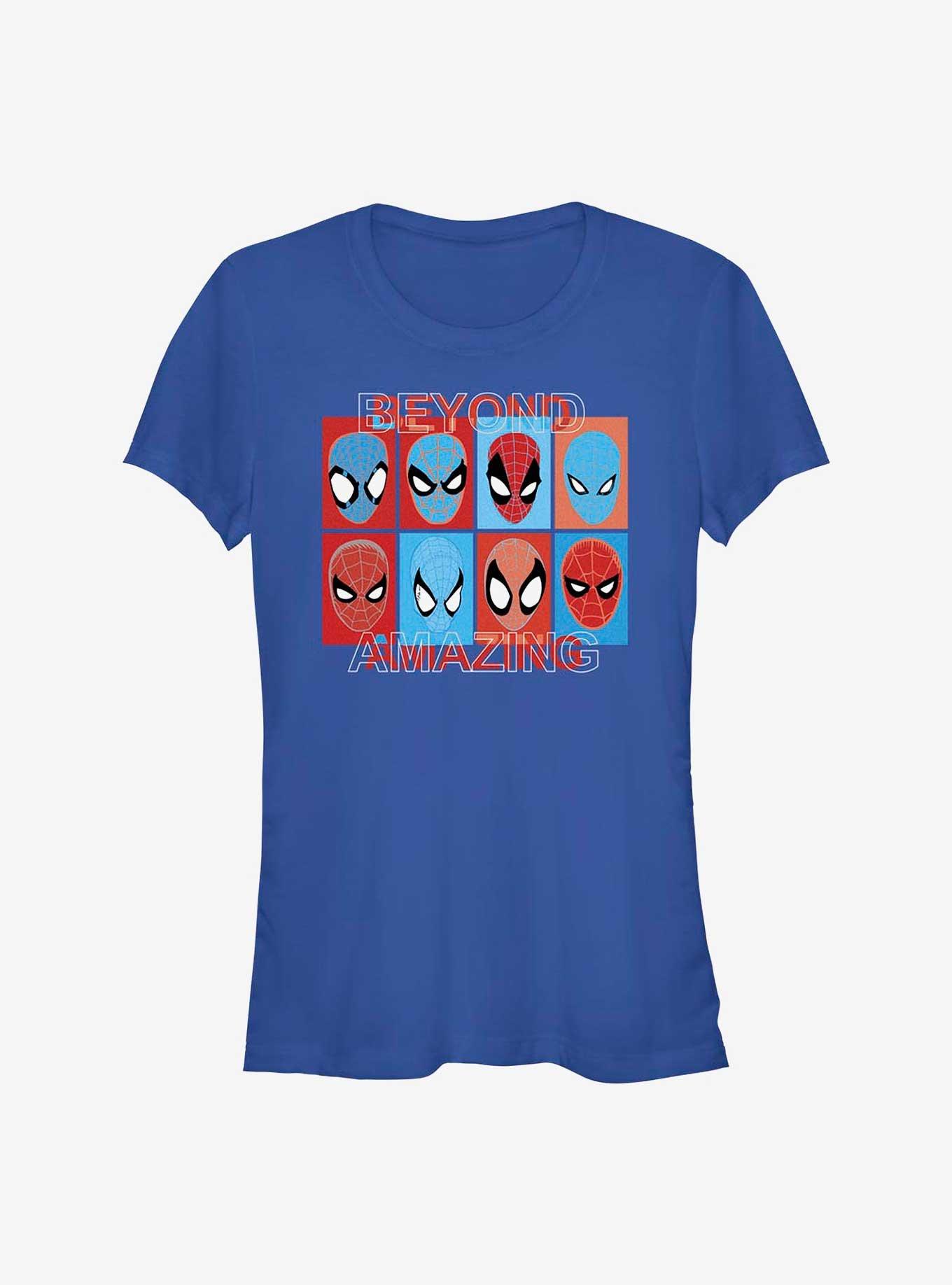 Marvel Spider-Man 60th Anniversary Spidey Mask Evolution Girls T-Shirt, ROYAL, hi-res