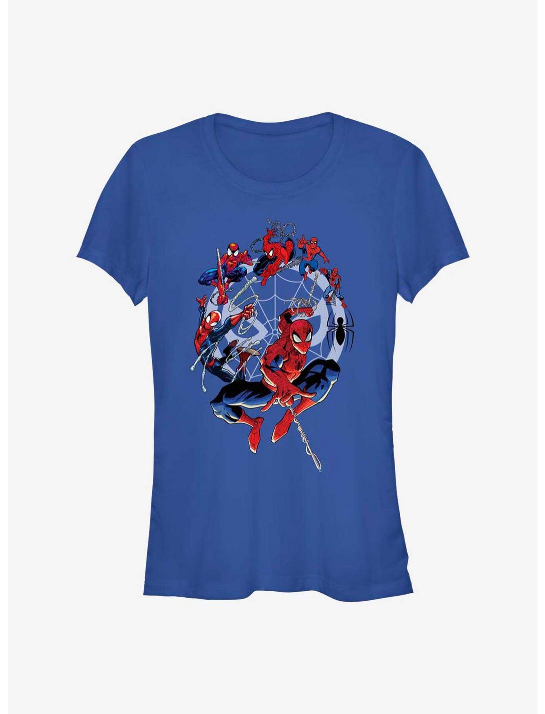 Marvel Spider-Man 60th Anniversary Spidey Web Evolution Girls T-Shirt, ROYAL, hi-res