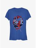 Marvel Spider-Man 60th Anniversary Spidey Web Evolution Girls T-Shirt, ROYAL, hi-res