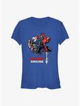 Marvel Spider-Man 60th Anniversary Web Comic Girls T-Shirt, ROYAL, hi-res