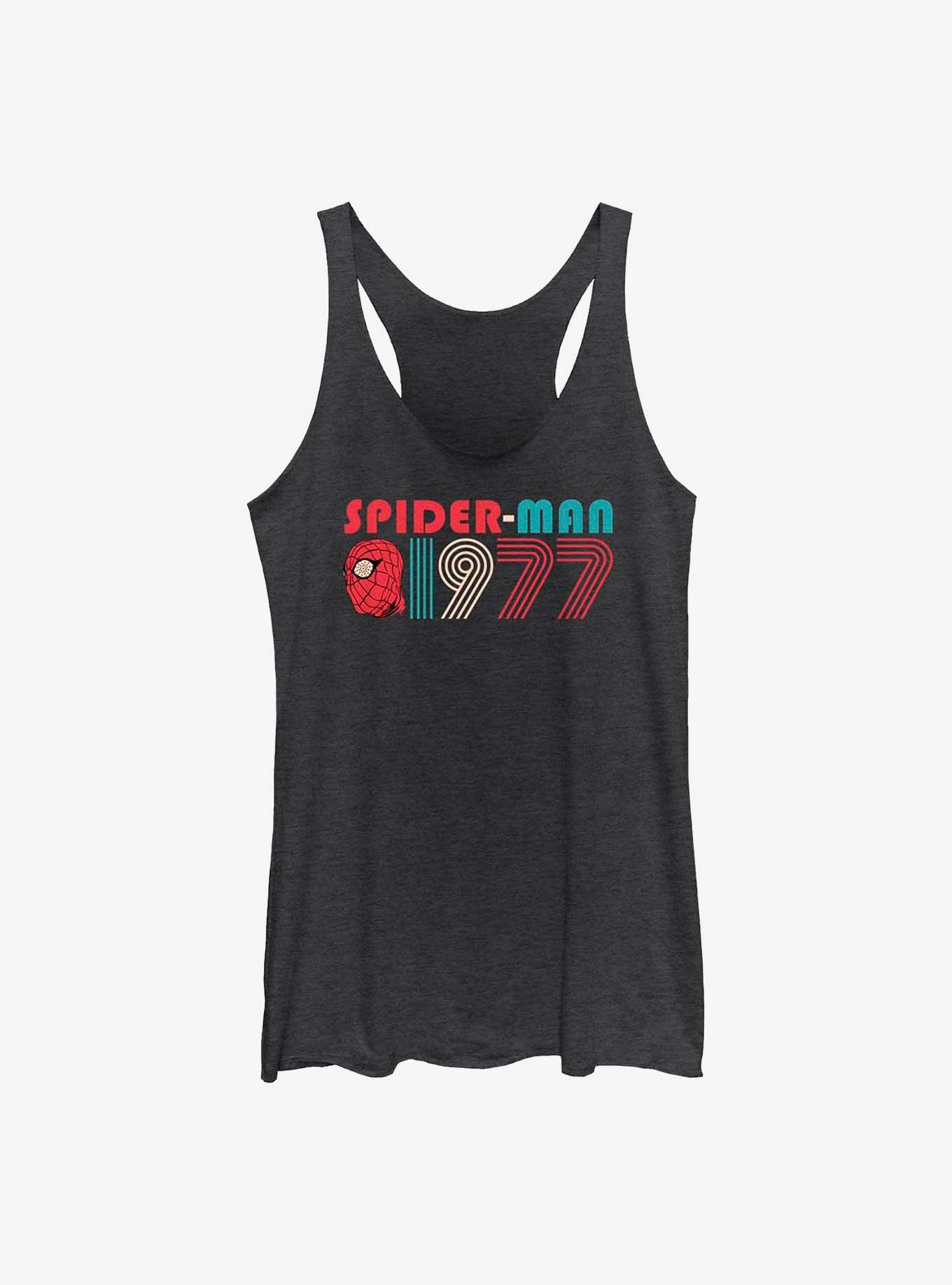 Marvel Spider-Man 60th Anniversary 1977 Retro Girls Tank, BLK HTR, hi-res