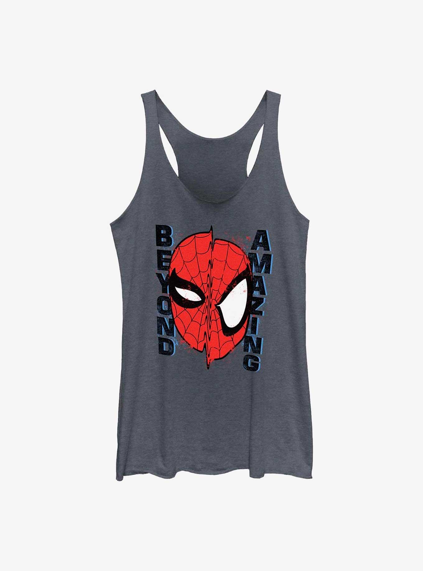 Marvel Spider-Man 60th Anniversary Beyond Amazing Mask Warp Girls Tank, NAVY HTR, hi-res