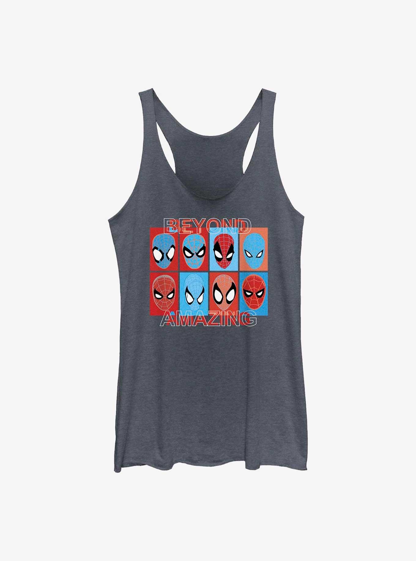 Marvel Spider-Man 60th Anniversary Spidey Mask Evolution Girls Tank, NAVY HTR, hi-res