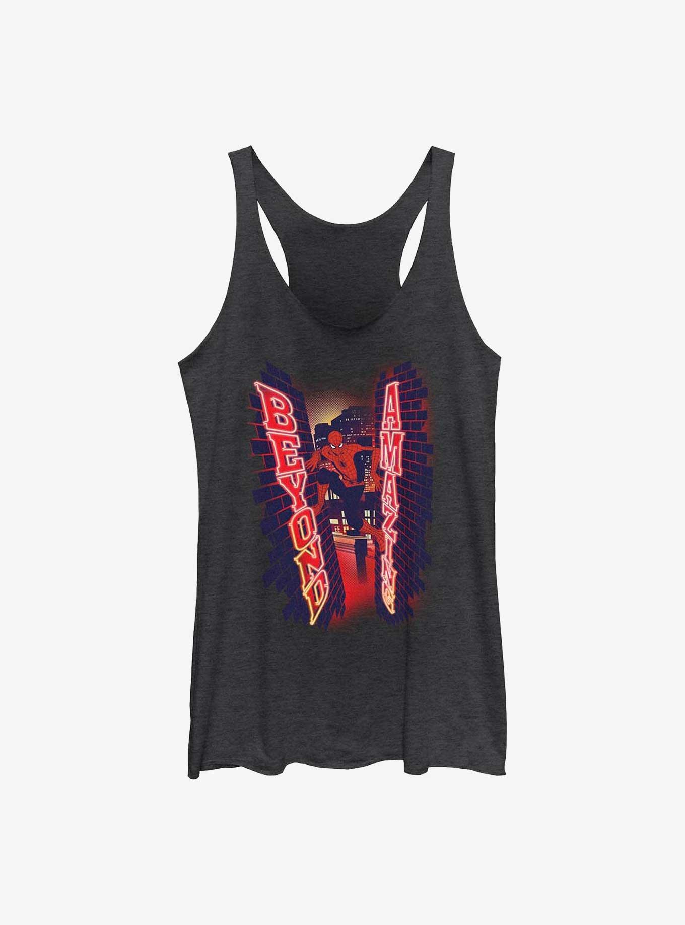 Marvel Spider-Man 60th Anniversary Wall Climb Beyond Amazing Girls Tank, BLK HTR, hi-res